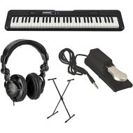 Casio CT-S300 61-Key Digital Piano Style Keyboard with Touch Response, Black Bundle with Stand, Studio Monitor Headphones, Sustain Pedal