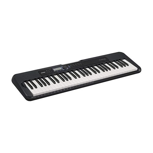 카시오 Casio CT-S300 61-Key Digital Piano Style Keyboard with Touch Response, Black Bundle with Stand, Studio Monitor Headphones, Sustain Pedal