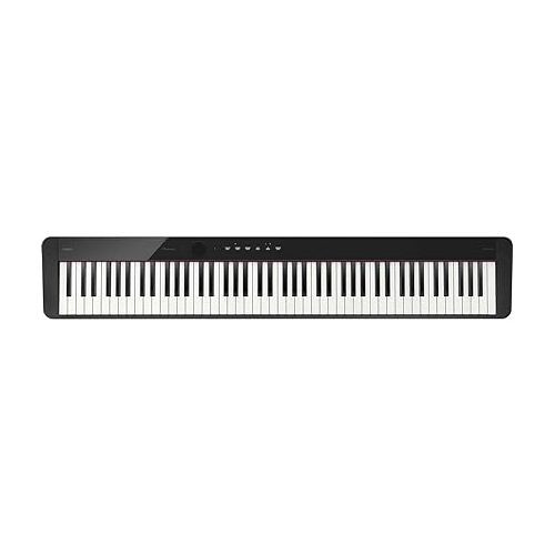 카시오 Casio PX-S1100 Privia 88-Key Slim Stage Portable Digital Piano with Bluetooth Adapter, Black Bundle with Studio Headphones, Keyboard Stand, Bench, Sustain Pedal