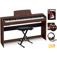 Casio Privia PX-770 Digital Piano - Brown Bundle with Adjustable Bench, Headphone, Instructional Book, Austin Bazaar Instructional DVD, Online Piano Lessons, and Polishing Cloth