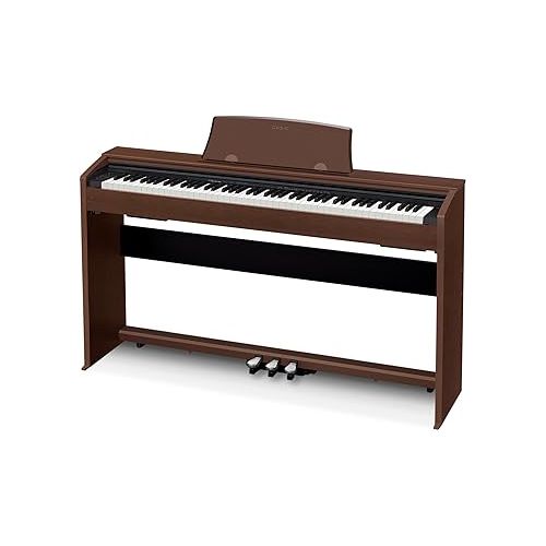 카시오 Casio Privia PX-770 Digital Piano - Brown Bundle with Adjustable Bench, Headphone, Instructional Book, Austin Bazaar Instructional DVD, Online Piano Lessons, and Polishing Cloth