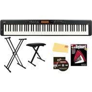 Casio CDP-S360 88-Key Compact Digital Piano Bundle with Adjustable Stand, Bench, Instructional Book, Austin Bazaar Instructional DVD, Online Piano Lessons, and Polishing Cloth