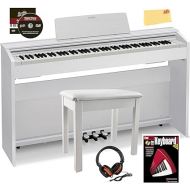 Casio Privia PX-870 Digital Piano - White Bundle with Furniture Bench, Headphone, Instructional Book, Austin Bazaar Instructional DVD, Online Piano Lessons, and Polishing Cloth