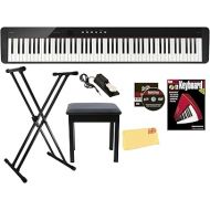 Casio Privia PX-S1100 Digital Piano Bundle with Adjustable Stand, Bench, Sustain Pedal, Instructional Book, DVD, Online Piano Lessons, and Polishing Cloth - Black