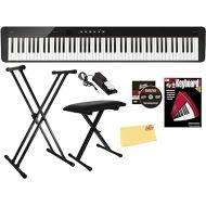 Casio Privia PX-S1100 Digital Piano Bundle with Adjustable Stand, Bench, Sustain Pedal, Instructional Book, DVD, Online Piano Lessons, and Polishing Cloth - Black