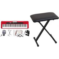 Casio 61-Key CT-S200RD Premium Keyboard Package with Headphones, Stand and Accessories | Casio ARBENCH X-Style Keyboard Bench