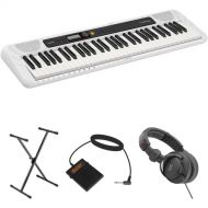 Casio CT-S200 61-Key Portable Keyboard Value Kit with Stand, Pedal, and Headphones (White)