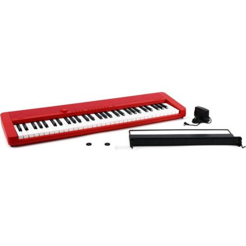 카시오 Casio CT-S1 61-key Portable Keyboard Essentials Bundle - Red