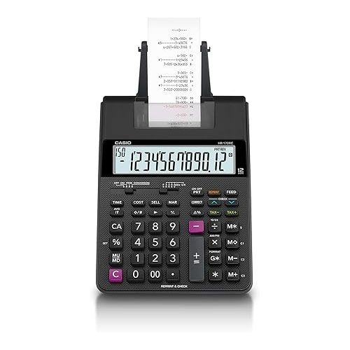 카시오 Casio HR-170RC Mini Desktop Printing Calculator, Small,Black