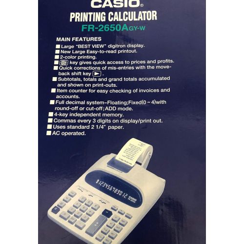 카시오 Casio Printing Calculator FR-2650A GY-W 2-Color Printing 12-Digit