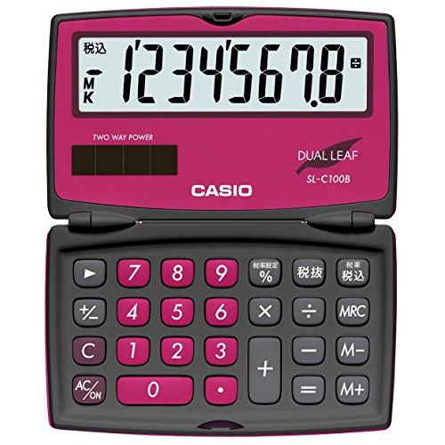카시오 Casio calculator colorful folding notebook type 8-digit SL-C100B-BR-N Berry Pink