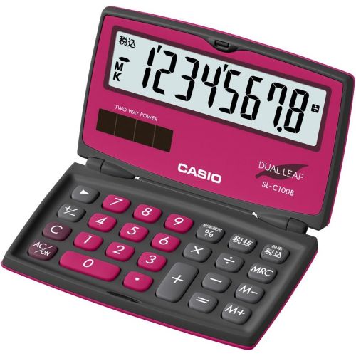 카시오 Casio calculator colorful folding notebook type 8-digit SL-C100B-BR-N Berry Pink