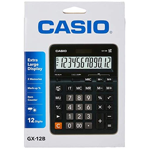 카시오 Casio GX12B-BK Large Display 12 Digit Basic Desk Calculator