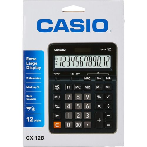 카시오 Casio GX12B-BK Large Display 12 Digit Basic Desk Calculator