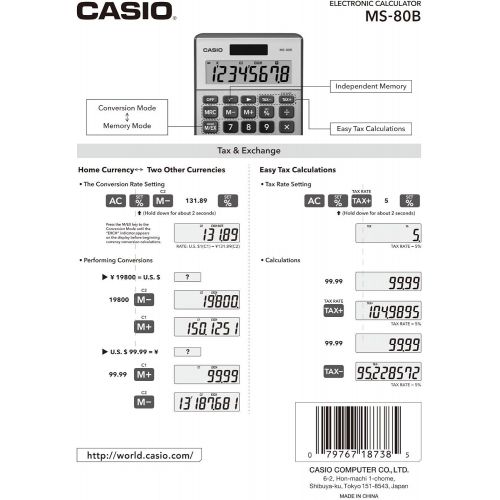 카시오 Casio MS-80B Standard Function Desktop Calculator