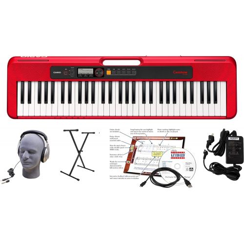 카시오 Casio CT-S200RD 61-Key Premium Keyboard Package with Headphones, Stand, Power Supply, 6-Foot USB Cable and eMedia Instructional Software, Red (CAS CTS200RD EPA)