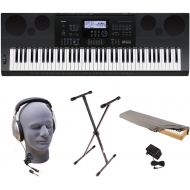 Casio WK-6600 PPK 76-Key Premium Keyboard Pack with Stand, Power Adapter, Dust Cover, and Samson HP30 Closed-Cup Headphones