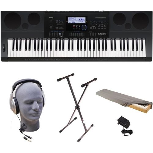 카시오 Casio WK-6600 PPK 76-Key Premium Keyboard Pack with Stand, Power Adapter, Dust Cover, and Samson HP30 Closed-Cup Headphones