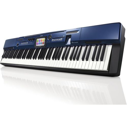 카시오 Casio Privia PX-560 Digital Piano - Blue Bundle with Adjustable Stand, Bench, Dust Cover, Headphones, Sustain Pedal, Instructional Book, Austin Bazaar Instructional DVD, and Polish