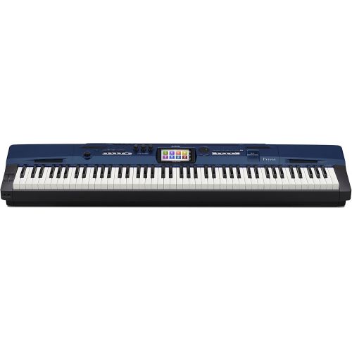 카시오 Casio Privia PX-560 Digital Piano - Blue Bundle with Adjustable Stand, Bench, Dust Cover, Headphones, Sustain Pedal, Instructional Book, Austin Bazaar Instructional DVD, and Polish