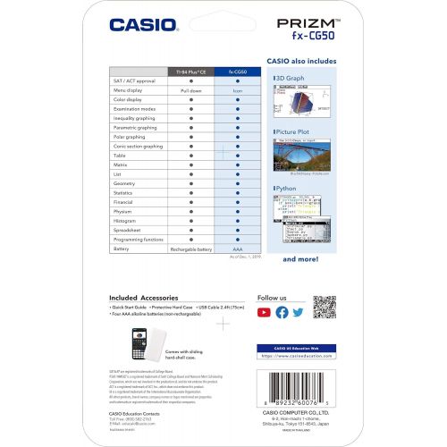 카시오 [무료배송]카시오 프리즘 공학용 계산기 CASIO PRIZM FX-CG50 Color Graphing Calculator