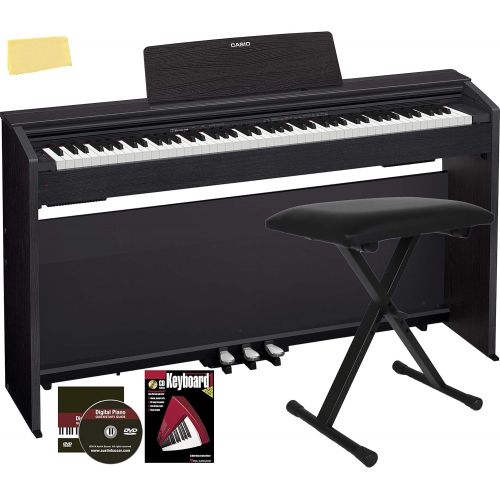 카시오 [아마존베스트]Casio Privia PX-870 Digital Piano - Black Bundle with Adjustable Bench, Instructional Book, Online Lessons, Austin Bazaar Instructional DVD, and Polishing Cloth