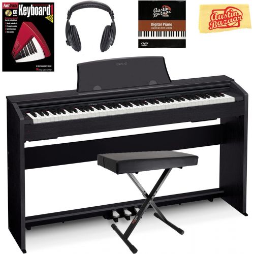 카시오 [아마존베스트]Casio Privia PX-770 Digital Piano - Black Bundle with Adjustable Bench, Instructional Book, Austin Bazaar Instructional DVD, and Polishing Cloth
