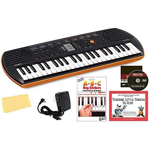 카시오 [아마존베스트]Casio SA-76 Mini Keyboard Bundle with Power Supply, Removeable Stickers, Instructional Book, Austin Bazaar Instructional DVD, and Polishing Cloth