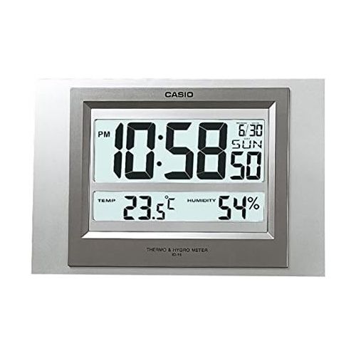 카시오 Casio Id-16s-8 Digital Auto Calendar Thermo Hygrometer Wall and Desk Clock with Indoor Temperature Blue Black Battery Included