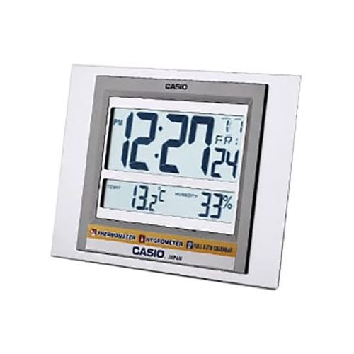 카시오 Casio Id-16s-8 Digital Auto Calendar Thermo Hygrometer Wall and Desk Clock with Indoor Temperature Blue Black Battery Included