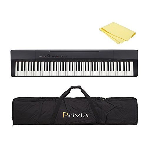 카시오 Casio PX-160 Privia Touch Sensitive 88 Key Tri Sensor Scaled Hammer Action Keyboard Digital Piano with 18 Built-In Tones Package with Privia Case and Zorro Sounds Piano Polishing C