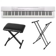 Casio PX150 White 88 Key Weighted Digital Piano w/Power Supply, Bench and Stand