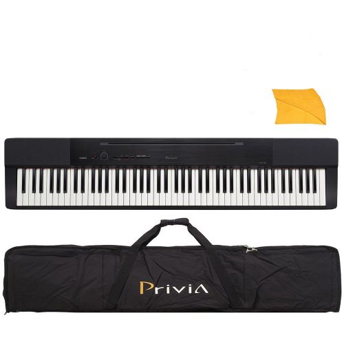 카시오 Casio Px160 88 Keys Tri-Sensor Scaled Hammer Action II Keyboard Digital Piano Bundle with Dual Headphone Outputs on Front, Gig Bag and Digital Piano Cloth