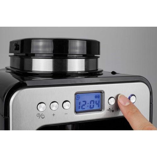  CASO Coffee Compact electronic  Design- Kaffeemaschine mit Mahlwerk, 4 Tassen Kaffee, auch vorgemahlenes Kaffeepulver geeignet, Brueh- & Mahlwerk entnehmbar, LCD-Display, Timer, Wa