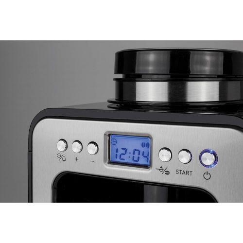  CASO Coffee Compact electronic  Design- Kaffeemaschine mit Mahlwerk, 4 Tassen Kaffee, auch vorgemahlenes Kaffeepulver geeignet, Brueh- & Mahlwerk entnehmbar, LCD-Display, Timer, Wa