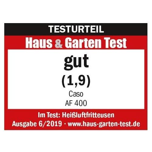  Caso AF 400 Design Heissluftfritteuse, Temperatur 60°C - 200°C, extra grosser Frittierkorb (1 kg), Timer 1-60 min, starke 2000 Watt, Heissluftfritteuse - fuer fettarmes und rundum knus