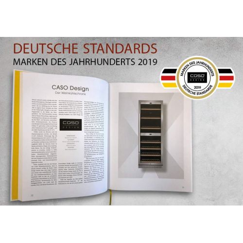  CASO WineComfort 126 Design Weinkuehlschrank fuer bis zu 126 Flaschen (bis zu 310 mm Hoehe), zwei Temperaturzonen 5-20°C, Getrankekuehlschrank, Energieklasse B