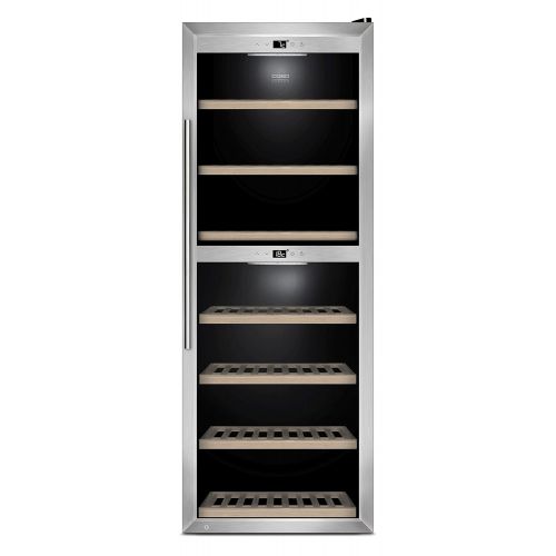  CASO WineComfort 126 Design Weinkuehlschrank fuer bis zu 126 Flaschen (bis zu 310 mm Hoehe), zwei Temperaturzonen 5-20°C, Getrankekuehlschrank, Energieklasse B