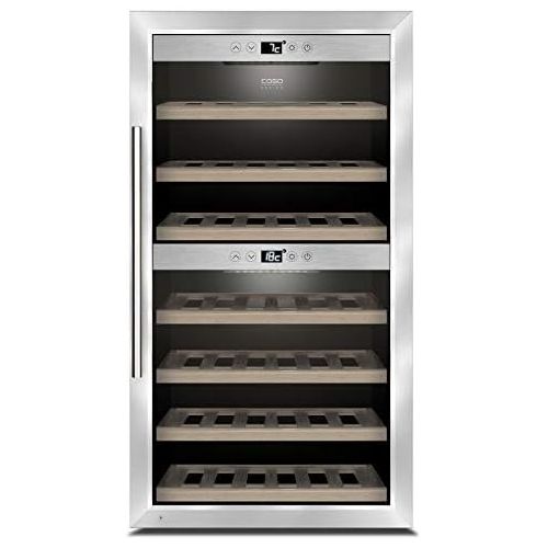  Caso CASO WineComfort 66 Design Weinkuehlschrank fuer bis zu 66 Flaschen (bis zu 310 mm Hoehe), zwei Temperaturzonen 5-20°C, Getraenkekuehlschrank, Energieklasse A