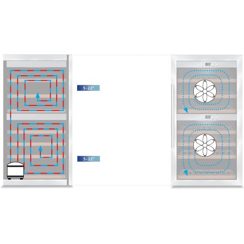  Caso CASO WineComfort 66 Design Weinkuehlschrank fuer bis zu 66 Flaschen (bis zu 310 mm Hoehe), zwei Temperaturzonen 5-20°C, Getraenkekuehlschrank, Energieklasse A