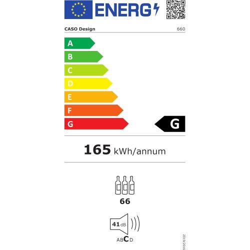  Caso CASO WineComfort 66 Design Weinkuehlschrank fuer bis zu 66 Flaschen (bis zu 310 mm Hoehe), zwei Temperaturzonen 5-20°C, Getraenkekuehlschrank, Energieklasse A