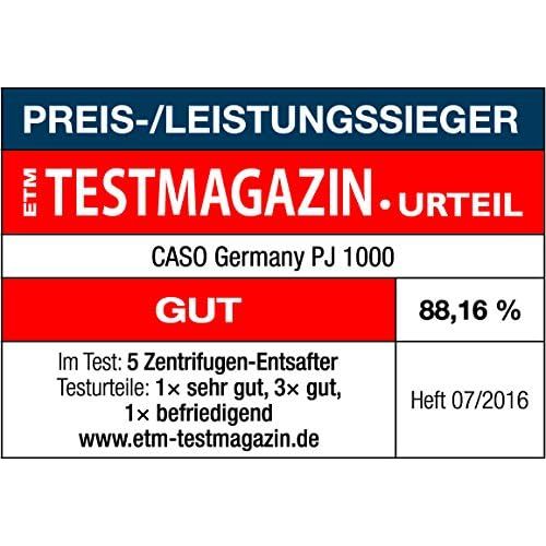  CASO PJ1000 Design Frucht- & Gemuese Entsafter mit kraftvollem 800 Watt Motor, 85mm Einfuelloeffnung, 4 Geschwindigkeitsstufen