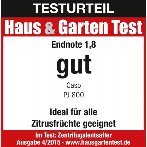  CASO PJ800 - Design Entsafter mit 75mm grosser Einfuelloeffnung fuer ganze Fruechte, Edelstahl Mikrosieb fuer klare Safte, 4 Geschwindigkeitsstufen