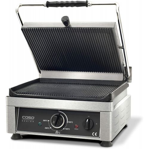  Caso 2820 Profi Gourmet Grill, Doppel Kontakt, 2500 W, Bratflache oben und unten gerillt, Grillplatte aus langlebigem Gusseisen, 27 kg