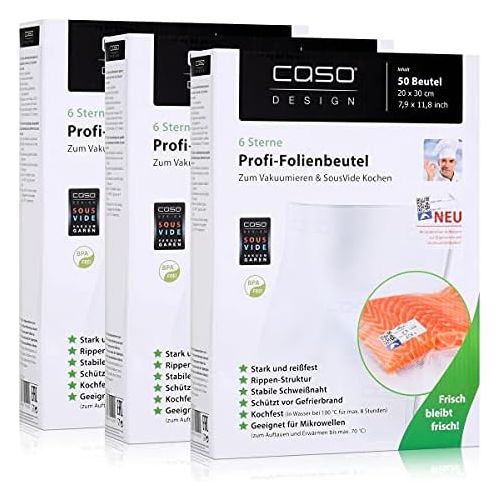  Caso Profi- Folienbeutel 20x30cm / 50 Beutel fuer Vakuumierer Caso (3er Pack)