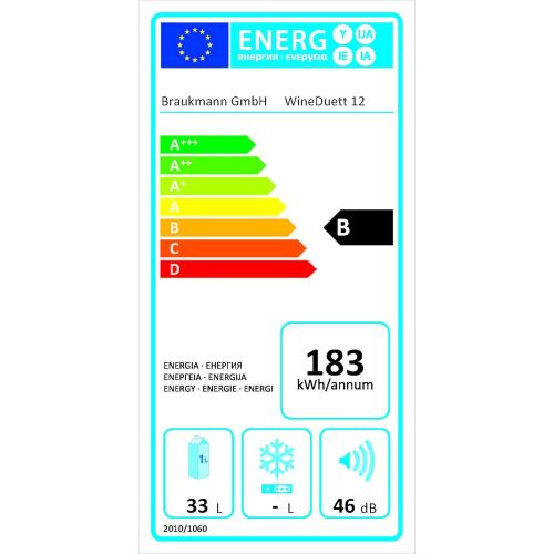  Caso CASO WineDuett 12 Design Weinkuehlschrank fuer bis zu 12 Flaschen (bis zu 310 mm Hoehe), zwei Temperaturzonen 7-18°C