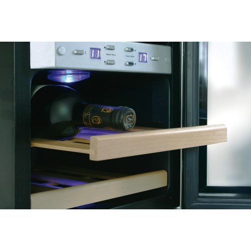  Caso CASO WineDuett 12 Design Weinkuehlschrank fuer bis zu 12 Flaschen (bis zu 310 mm Hoehe), zwei Temperaturzonen 7-18°C