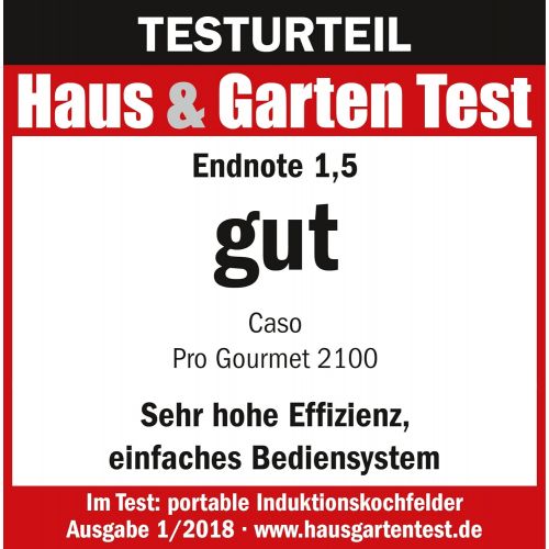  Caso CASO ProGourmet 2100 Einzel-Induktionskochfeld, mobile Induktions-Kochplatte, 2100 Watt, Prazisionskochen mit SmartControl, 4 Direktfunktionen, sicher durch automatische Topferkenn