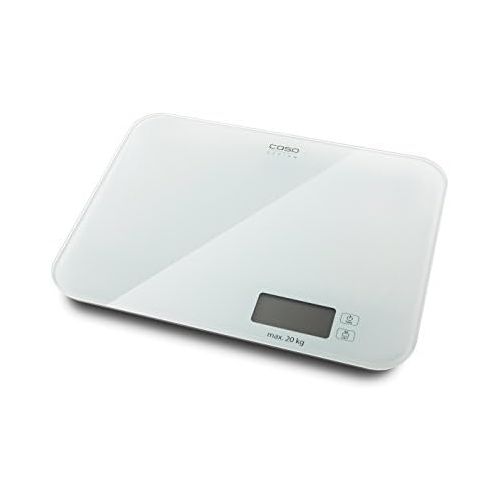  Caso CASO L20 Design Kuechenwaage, digitale Kuechenwaage, grosse wertige Glas Wiegeflache fuer besonders schwere Gefasse geeignet: Wiegeskala bis 20 kg, weiss