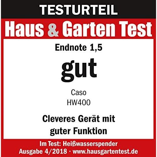  Caso HW 400 Heisswasserspender - heisses Wasser in 5 Sekunden, 2600 Watt, 45°C-100°C einstellbar, Wassertank 2,2 Liter, 50% energiesparender gegenueber einem Wasserkocher